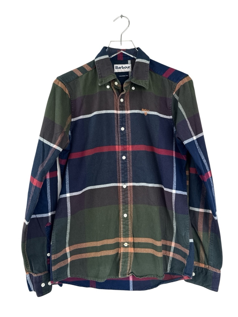 Barbour Icelock Plaid Flannel Shirt Tailored Fit Multicolor Cotton Button Down S
